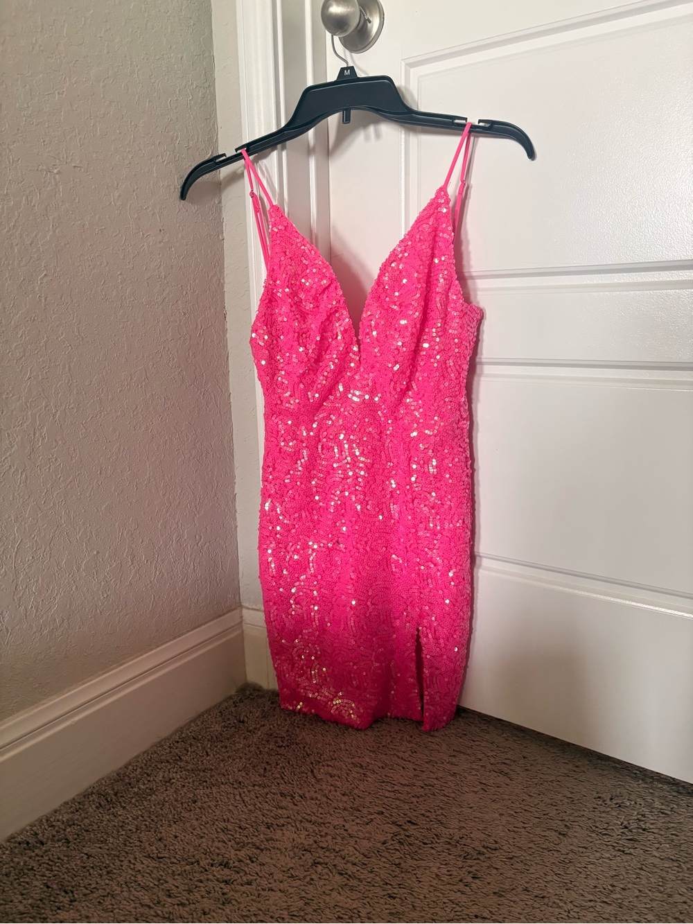 Lucy in the Sky Hot Pink Sequin Spaghetti-Strap Mini Dress